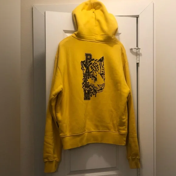 Authentic Palm Angels hoodie in YellowGold in SZ L Tiger print on